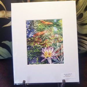Lily Pads & Koi-Watercolor Print-Matted to 8x10